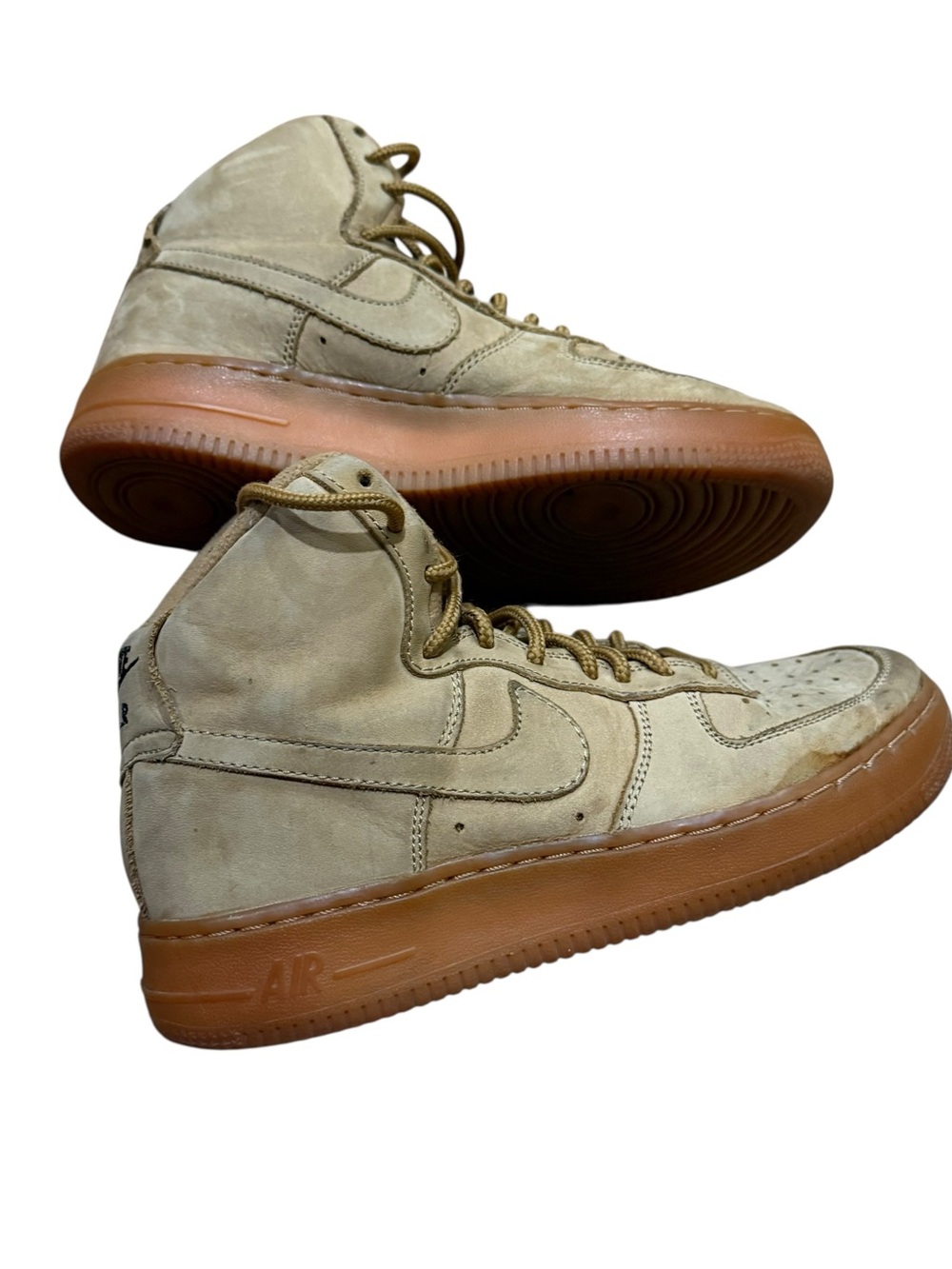 Air Force 1 High Flax Wheat Tan Shoes Gum Sole Sneakers Size 4 Y Big Kids